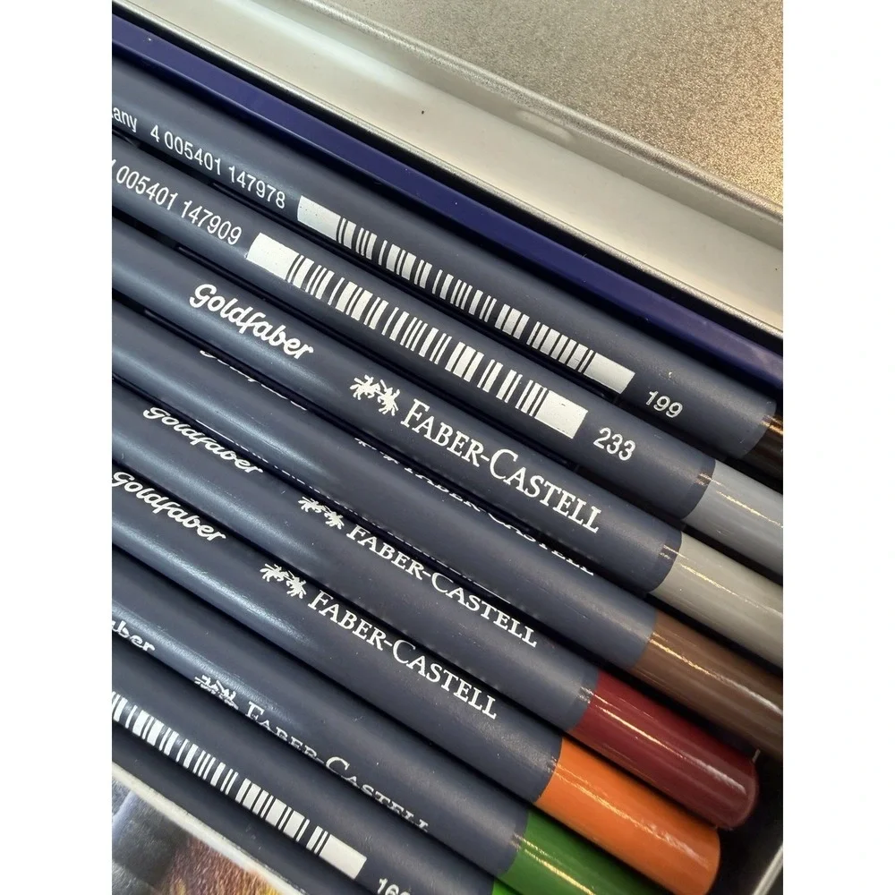 Lot of 2 Winsor & Newton & Faber-Castell Goldfaber 24 Colored Pencils Set Tins⁠